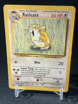 Raticate 40/102 UC TCG Unlimited Base Set Pokemon Card LP - Image 1
