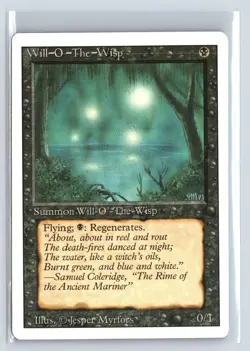 REVISED - Will-o'-the-Wisp - MP-HP MTG Magic the Gathering Card in Holder - Image 1