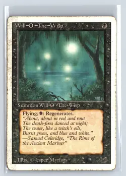 REVISED - Will-o'-the-Wisp - MP-HP MTG Magic the Gathering Card in Holder - Image 3
