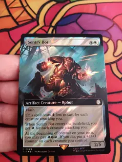 Sentry Bot (Extended Art) (Surge Foil) Universes Beyond: Fallout MTG NM - Image 1