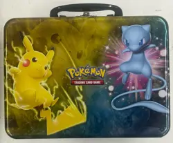 2017 Pokemon Trading Card Game EMPTY Collectors Lunch Box Tin Pikachu and Mew - Image 1