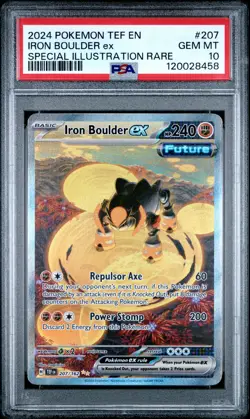 2024 POKEMON TEF EN-TEMPORAL FORCES #207 IRON BOULDER EX PSA 10 - Image 1