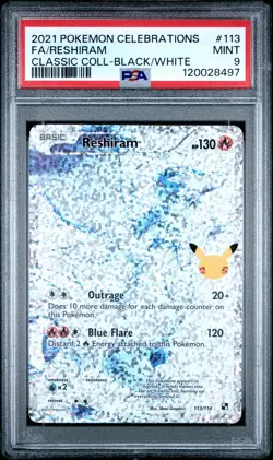 2021 POKEMON CELEBRATIONS CLASSIC COLL #113 FULL ART/RESHIRAM PSA 9 - Image 1