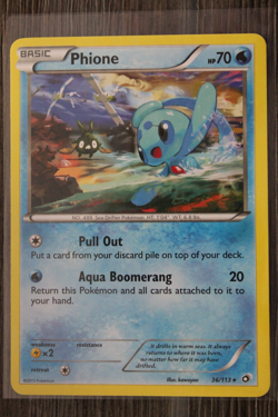 Pokemon TCG Phione 36/113 Legendary Treasures Regular Black and White - Image 1