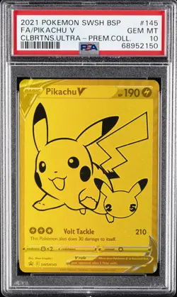 2021 POKEMON SWSH BLACK STAR PROMO #145 FULL ART/PIKACHU V PSA 10 - Image 1