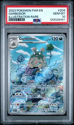 2023 POKEMON PAR EN-PARADOX RIFT ILLUSTRATION RARE #204 GARBODOR PSA 10 - Image 1