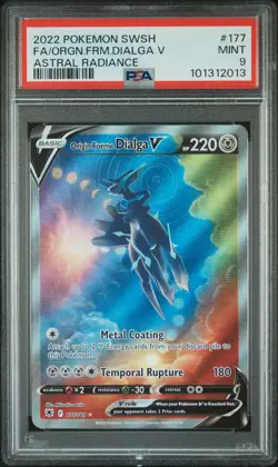 2022 POKEMON SWORD & SHIELD ASTRAL RADIANCE FULL ART/ORIGIN FORME DIALGA V PSA 9 - Image 1