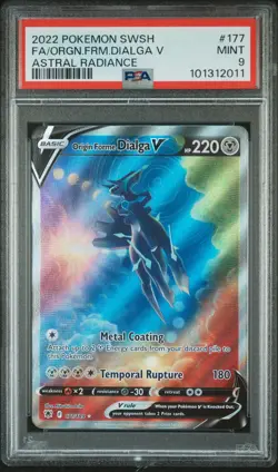 2022 POKEMON SWORD & SHIELD ASTRAL RADIANCE FULL ART/ORIGIN FORME DIALGA V PSA 9 - Image 1