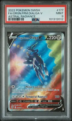 2022 POKEMON SWORD & SHIELD ASTRAL RADIANCE FULL ART/ORIGIN FORME DIALGA V PSA 9 - Image 1