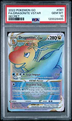 2022 POKEMON GO SECRET #081 FULL ART/DRAGONITE VSTAR PSA 10 - Image 1