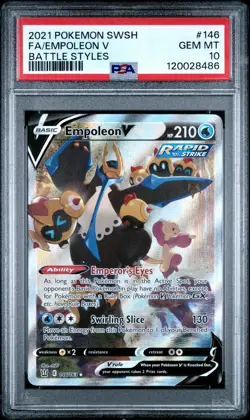 2021 POKEMON SWORD & SHIELD BATTLE STYLES #146 FULL ART/EMPOLEON V PSA 10 - Image 1