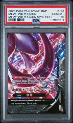 2021 Pokemon SWSH Mewtwo V-Union #162 Blackstar Promo PSA 10 - Image 1