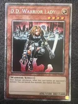 Yugioh D.D. Warrior Lady RA03-EN129 Platinum Secret Rare 1st Edition NM - Image 1