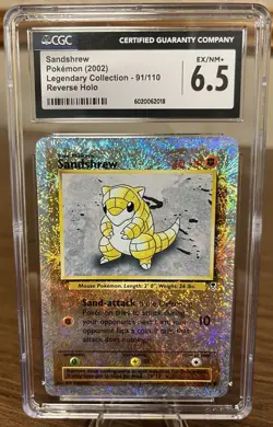 Pokemon TCG Legendary Collection 2002 Reverse Holo Sandshrew Card #2 CGC 6.5 NM - Image 1