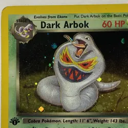 Pokemon Card Dark Arbok Team Rocket 1st Edition Rare 19/82 MP - Image 3