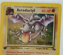 1999 Pokemon Fossil Prerelease Aerodactyl Holo 1st Edition PSA 5 TCG Graded Card - Image 2