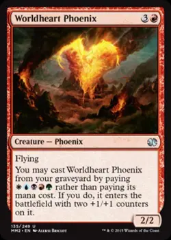Worldheart Phoenix -Foil Medium Play MTG Modern Masters 2015 - Image 1