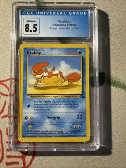 Krabby 51/62 1999 Pokemon Unlimited Fossil CGC 8.5 - Image 1