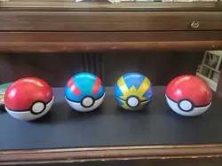 Pokemon Ball Tins - 4 Empty Tins & 30 + Pokemon Coins No Cards - Image 1