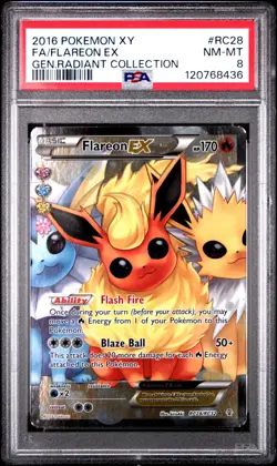 2016 POKEMON GENERATIONS RADIANT COLLECTION FLAREON EX #RC28 PSA 8 NM #120768436 - Image 1