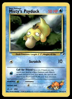 2000 Pokemon Gym - Heroes Misty’s Psyduck #54 Light Play - Image 1