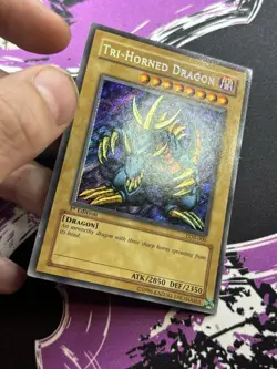 Yugioh Tri-Horned Dragon LOB-000 Secret Rare 1st Edition VLP Glossy - Image 3