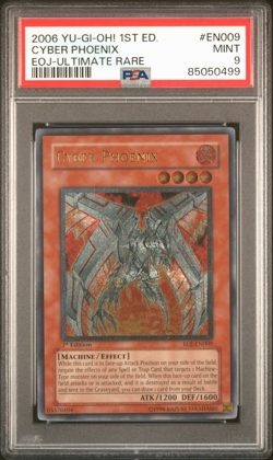 2006 YuGiOh PSA 9 Cyber Phoenix EOJ EN009 1st Ed Ultimate Rare - Image 1