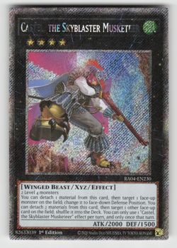Castel, the Skyblaster Musketeer Yugioh RA04-EN230 Platinum Secret Rare PSR NM - Image 1