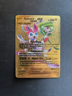Pokemon Gardevoir & Sylveon GX Gold Foil Fan Art Card Tag Team - Image 1