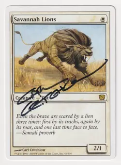 Signed Savannah Lions Proof MP 9th Edition Artist Carl Critchlow MTG Magic AP! - Image 1