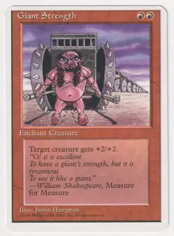 Miscut Giant Strength NM 4th Edition MTG Magic Error Misprint Alpha Cut Corners! - Image 1