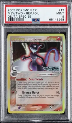 2005 POKEMON EX DELTA SPECIES #12 MEWTWO-REVERSE FOIL PSA 9 - Image 1