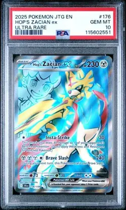 2025 POKEMON JTG EN-JOURNEY TOGETHER ULTRA RARE #176 HOP'S ZACIAN EX PSA 10 - Image 1