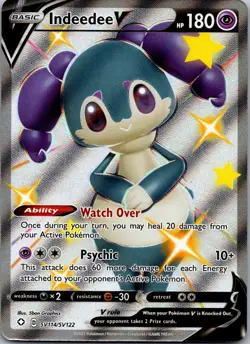 Indeedee V SV114/SV122 Pokemon TCG Shining Fates: Shiny Vault Shiny Holo Rare NM - Image 1