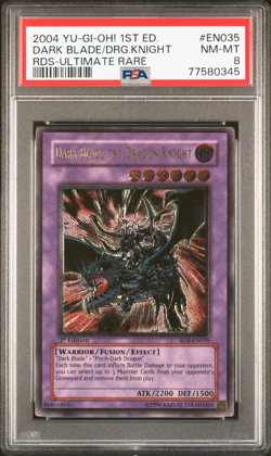 2004 YuGiOh PSA 8 Dark Blade the Dragon Knight RDS-EN035 1st Ed. Ultimate Rare - Image 1