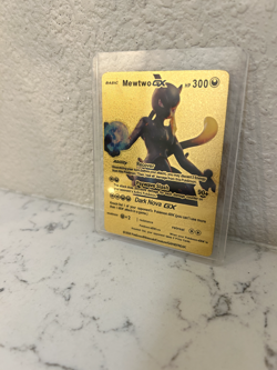 Mewtwo GX Gold Metal Custom Pokemon Card Full Art Foil 2020 Fan-Made Collectible - Image 1
