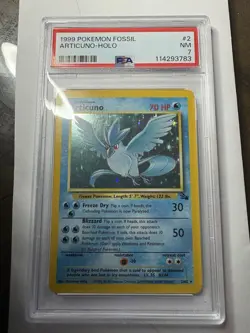 Articuno Holo Fossil 2/62 Pokemon Card Unlimited PSA 7 NM - Image 1