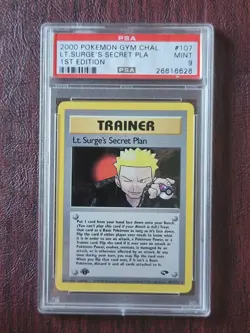 PSA 9 MINT Lt. Surge's Secret Plan 107/132 1st Edition RARE Pokemon Card - Image 1
