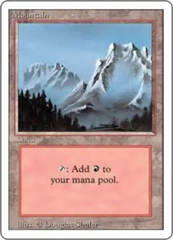 Heavy Play, English MTG Regular Mountain (Fog) 3rd Edition Magic the Gathering - Image 1