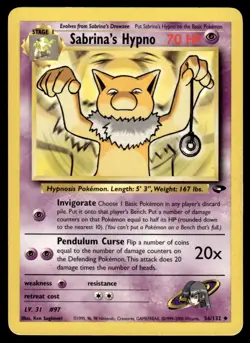 2000 Pokemon Gym - Challenge Sabrina’s Hypno #56 Light Play - Image 1