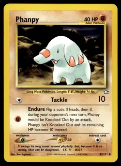 2000 Pokemon Neo - Genesis Phanpy #43 Light Play - Image 1
