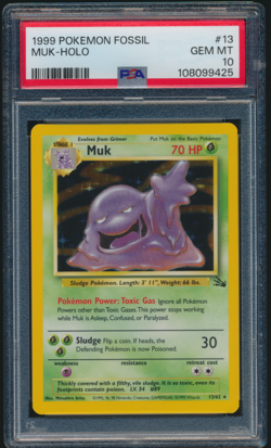 1999 Pokemon Fossil Muk Holo #13 PSA 10 GEM MINT - Image 1