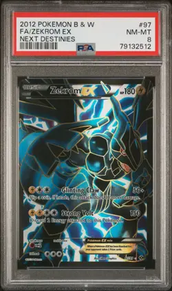 PSA 8 Pokemon Zekrom EX 97/99 Next Destinies Ultra Rare Full Art Holo - Image 1