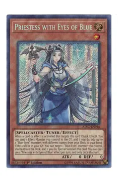Yugioh- 1X Priestess with Eyes of Blue - Secret Rare - 1st - LCKC-EN016 - NM - Image 1