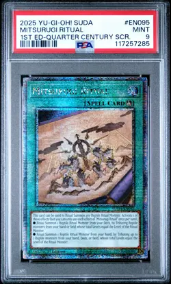 YUGIOH 1ST ED SUDA-EN095 MITSURUGI RITUAL QUARTER CENTURY PSA 9 MINT #117257285 - Image 1