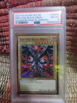 2021 Yugioh 1st Edition Red Eyes Black Dragon El Dorado Psa 8 - Image 1
