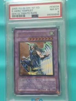 Yugioh Card - Elemental Hero Tempest Ultimate Rare EEN-EN034 1st Edition PSA 8 - Image 1