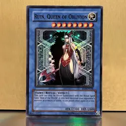 Yugioh Ruin, Queen Of Oblivion SOI-EN034 Super Rare NM - Image 1