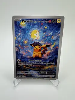 Pokemon Pikachu Starry Night Van Gogh Beautiful Moon ACG Star Trading Card - LP - Image 1