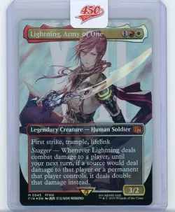 1x MTG Final Fantasy FIN - Lightning, Army of One - Borderless - Surge Foil NM/M - Image 1